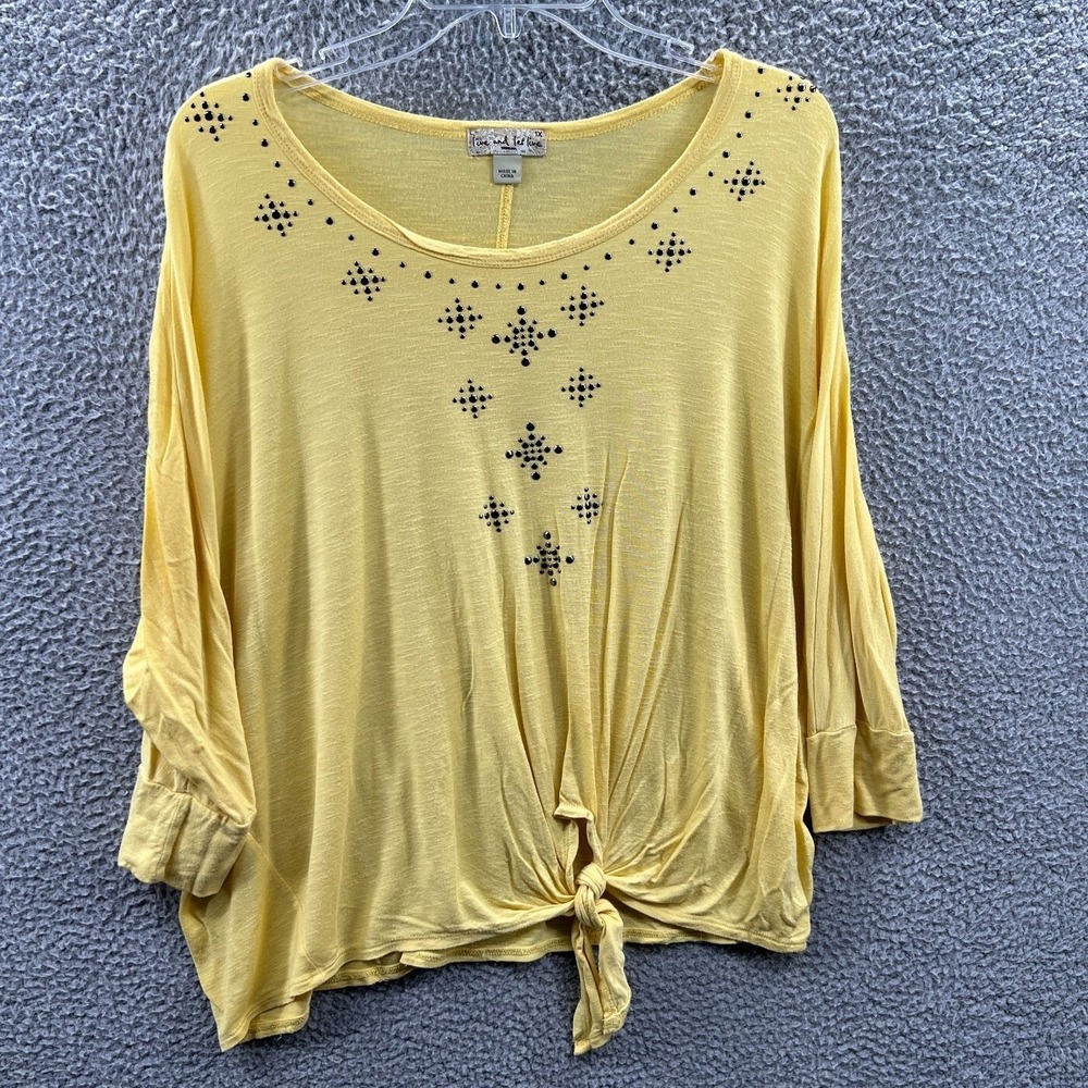 Live Let Live Womens‎ Top 1X Boho Tie Front Studded Relaxed Comfort Casual Flowy